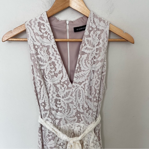 Le Château Cream Lace Midi Dress Sz 6 NWT Romantic High Low Bridal Cottagecore - Picture 4 of 13